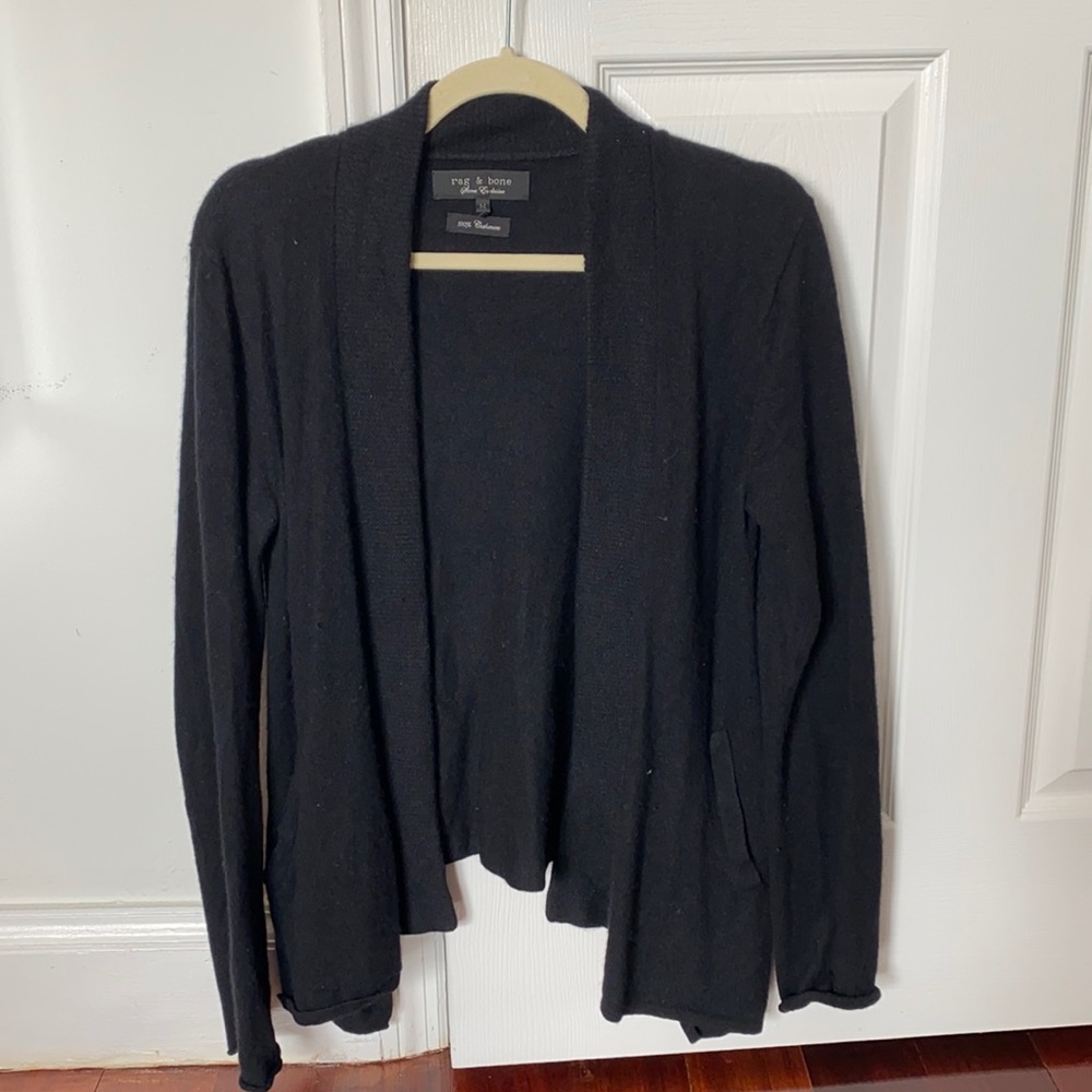 rag & bone Black Cashmere Open Front Cardigan